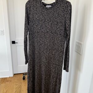 Michael Stars Charcoal Ribbed Long Sleeve Dress: Like new